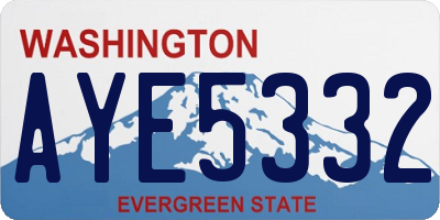 WA license plate AYE5332