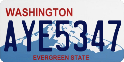 WA license plate AYE5347