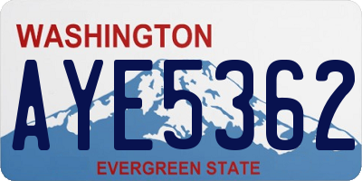 WA license plate AYE5362