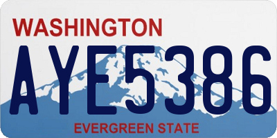 WA license plate AYE5386