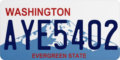 WA license plate AYE5402