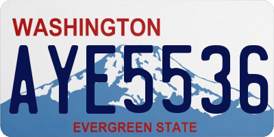 WA license plate AYE5536