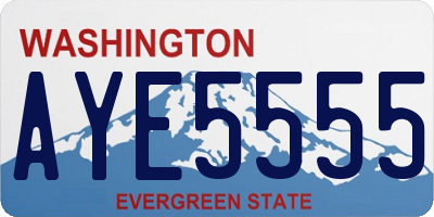 WA license plate AYE5555