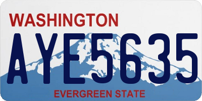 WA license plate AYE5635