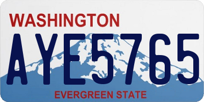 WA license plate AYE5765