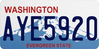 WA license plate AYE5920
