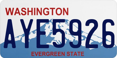 WA license plate AYE5926