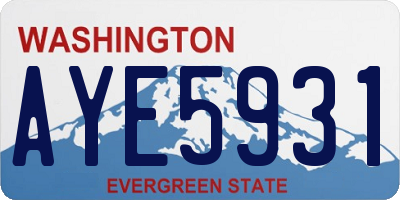 WA license plate AYE5931