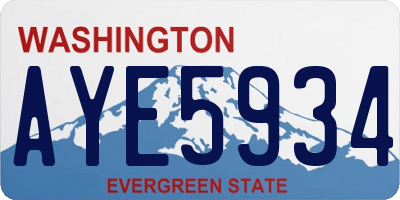 WA license plate AYE5934