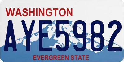 WA license plate AYE5982