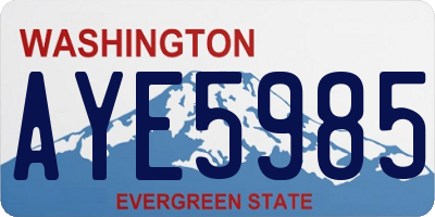 WA license plate AYE5985