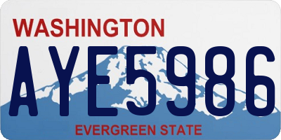 WA license plate AYE5986