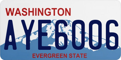 WA license plate AYE6006