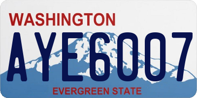 WA license plate AYE6007