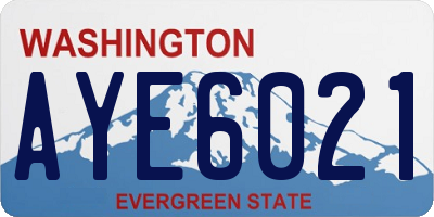 WA license plate AYE6021