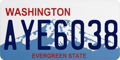 WA license plate AYE6038