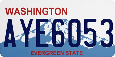 WA license plate AYE6053