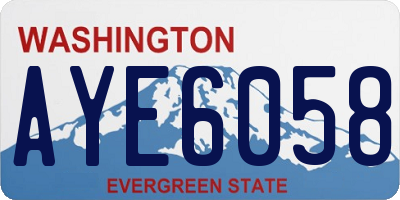 WA license plate AYE6058