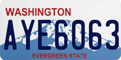 WA license plate AYE6063