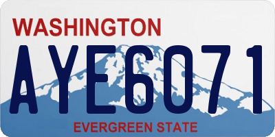 WA license plate AYE6071