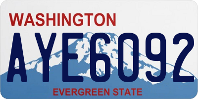 WA license plate AYE6092