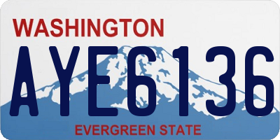 WA license plate AYE6136