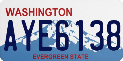 WA license plate AYE6138