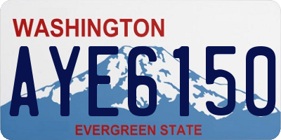 WA license plate AYE6150