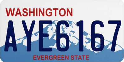 WA license plate AYE6167