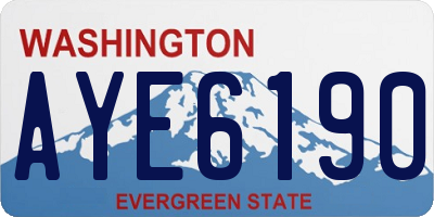 WA license plate AYE6190