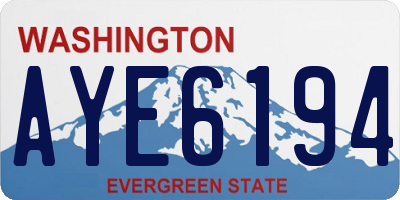 WA license plate AYE6194