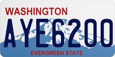 WA license plate AYE6200