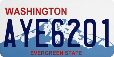 WA license plate AYE6201
