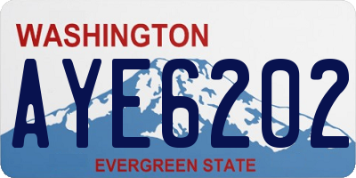WA license plate AYE6202