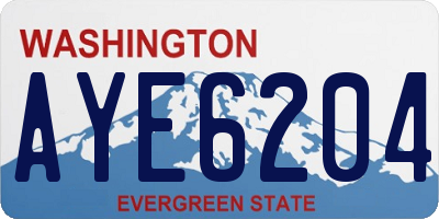 WA license plate AYE6204
