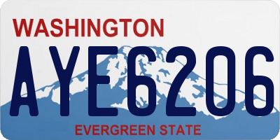 WA license plate AYE6206