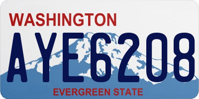 WA license plate AYE6208