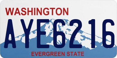 WA license plate AYE6216