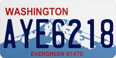 WA license plate AYE6218