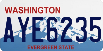 WA license plate AYE6235