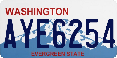 WA license plate AYE6254