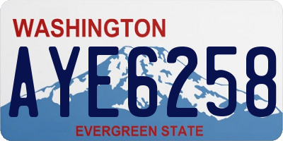 WA license plate AYE6258