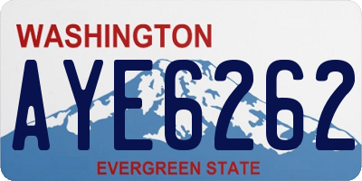 WA license plate AYE6262