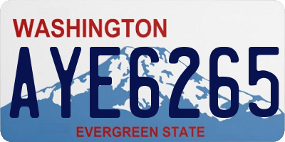 WA license plate AYE6265