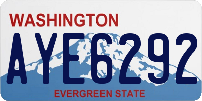 WA license plate AYE6292
