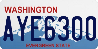 WA license plate AYE6300