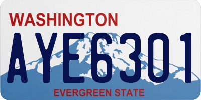 WA license plate AYE6301