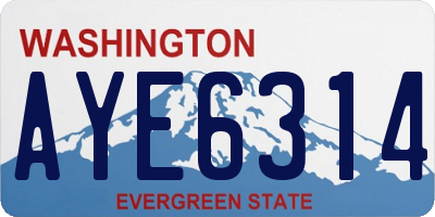 WA license plate AYE6314