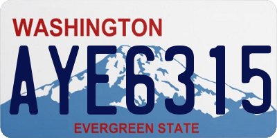 WA license plate AYE6315