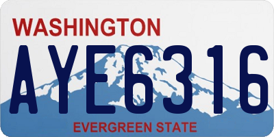 WA license plate AYE6316